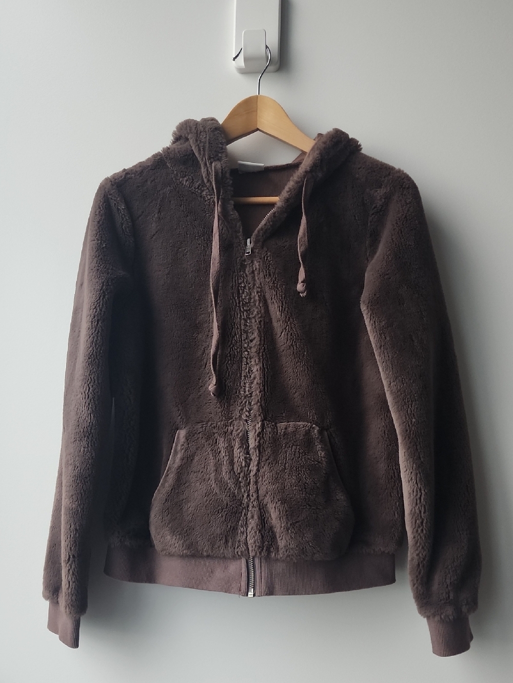 Others Follow Fuzzy Plush Faux Fur Zip Up Hoodie